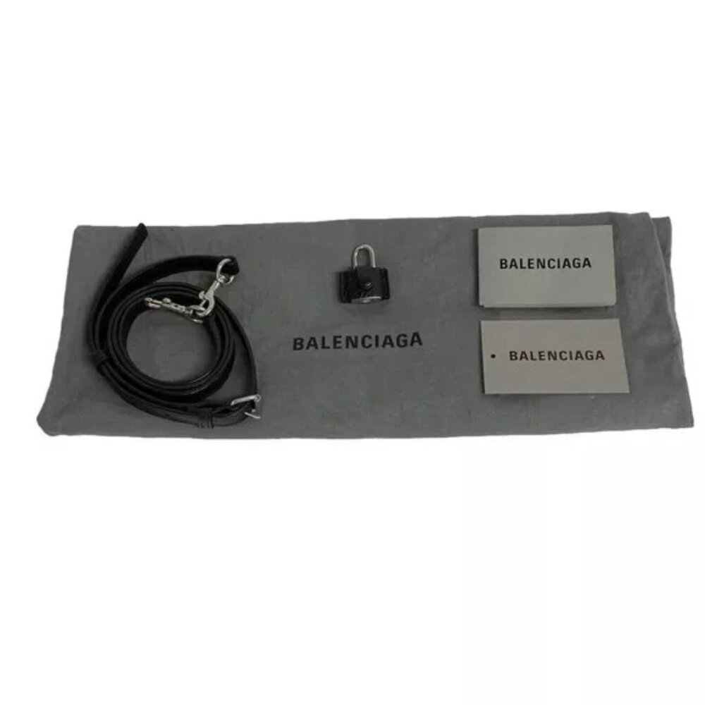 100% Auth BALENCIAGA Ville Top Handle S Black White Leather Handbag 859-113024 - Picture 14 of 14